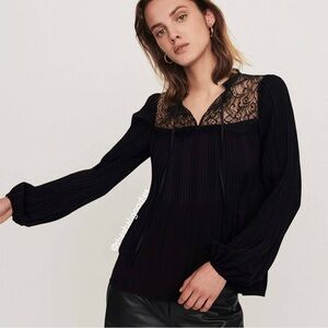 Kate Spade Silk Black Lace Detail Blouse